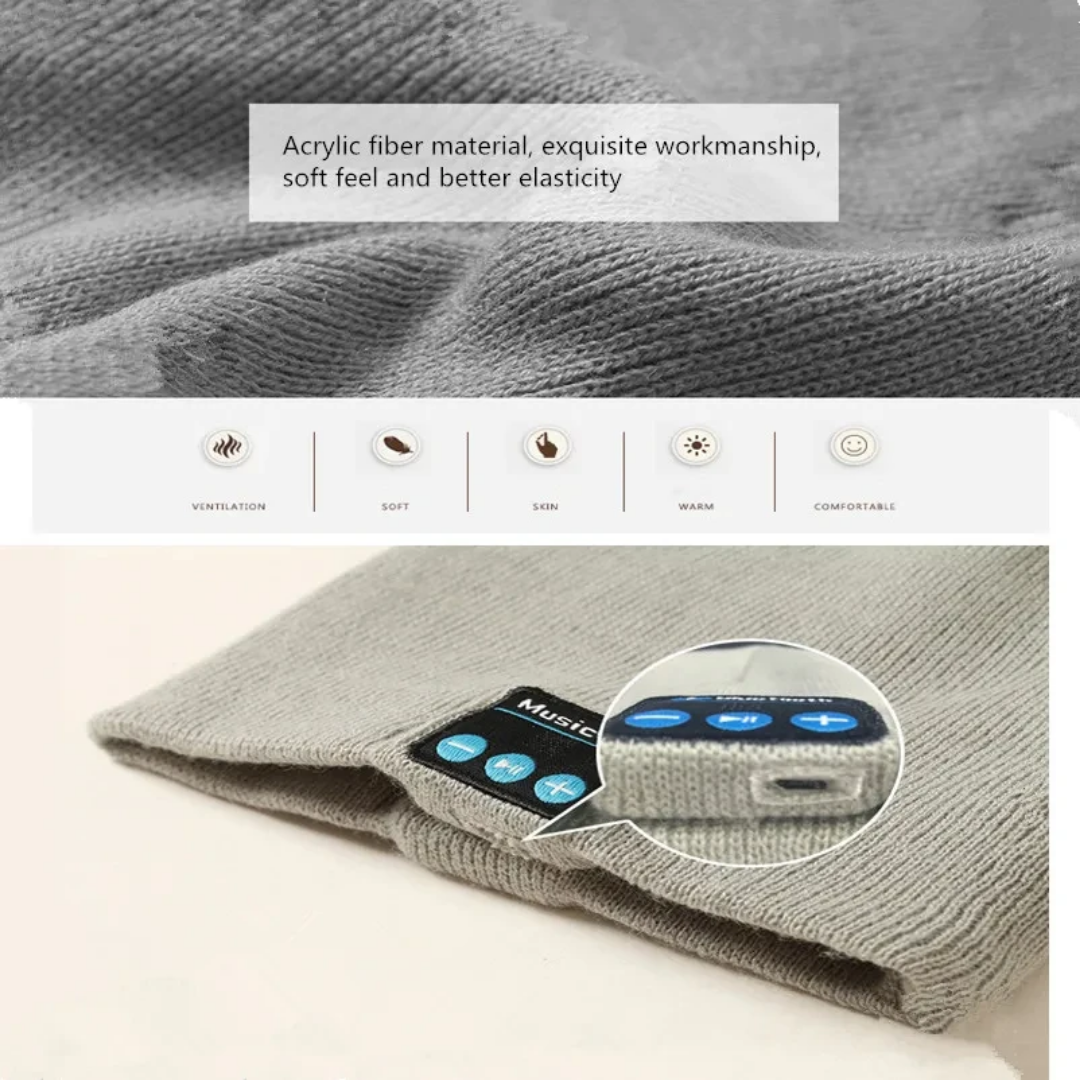 Bonnet Bluetooth sans fil pour musique appel et ecoute,bonnet tricoter